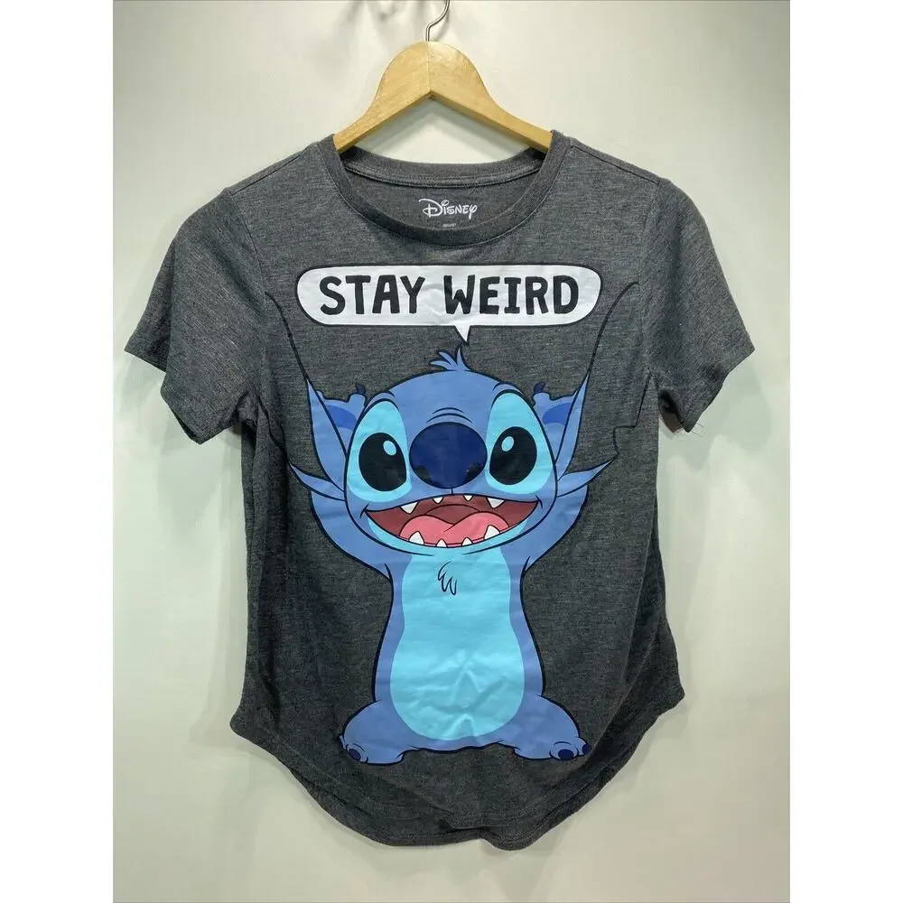 Disney Stitch Stay Weird Gray T-Shirt Girls Medium 7/8 Lilo Stitch Graphic